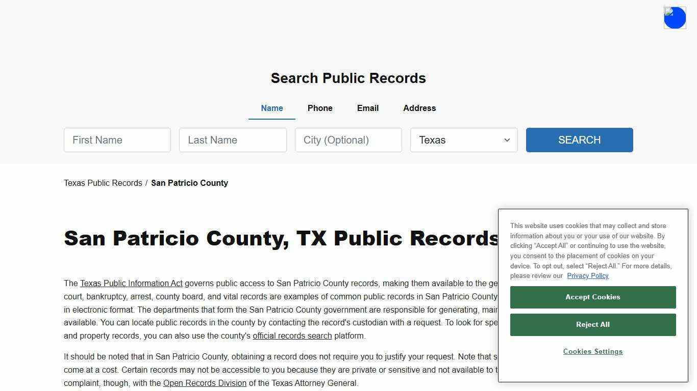 San Patricio County, TX Public Court, Arrest and Inmate Records - ThePublicIndex