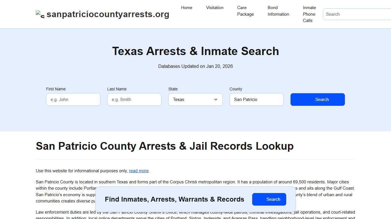 San Patricio County, TX Arrests, Warrants, Police Records Search